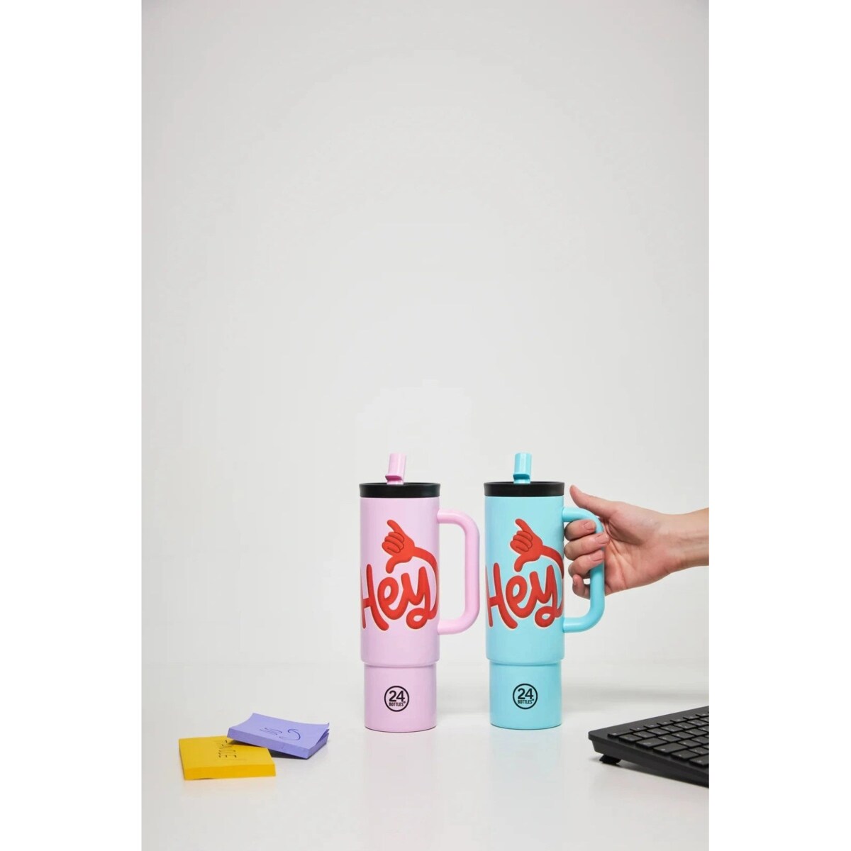 24BOTTLES STRAW CUP kubek termiczny ze słomką, Hey! Pink