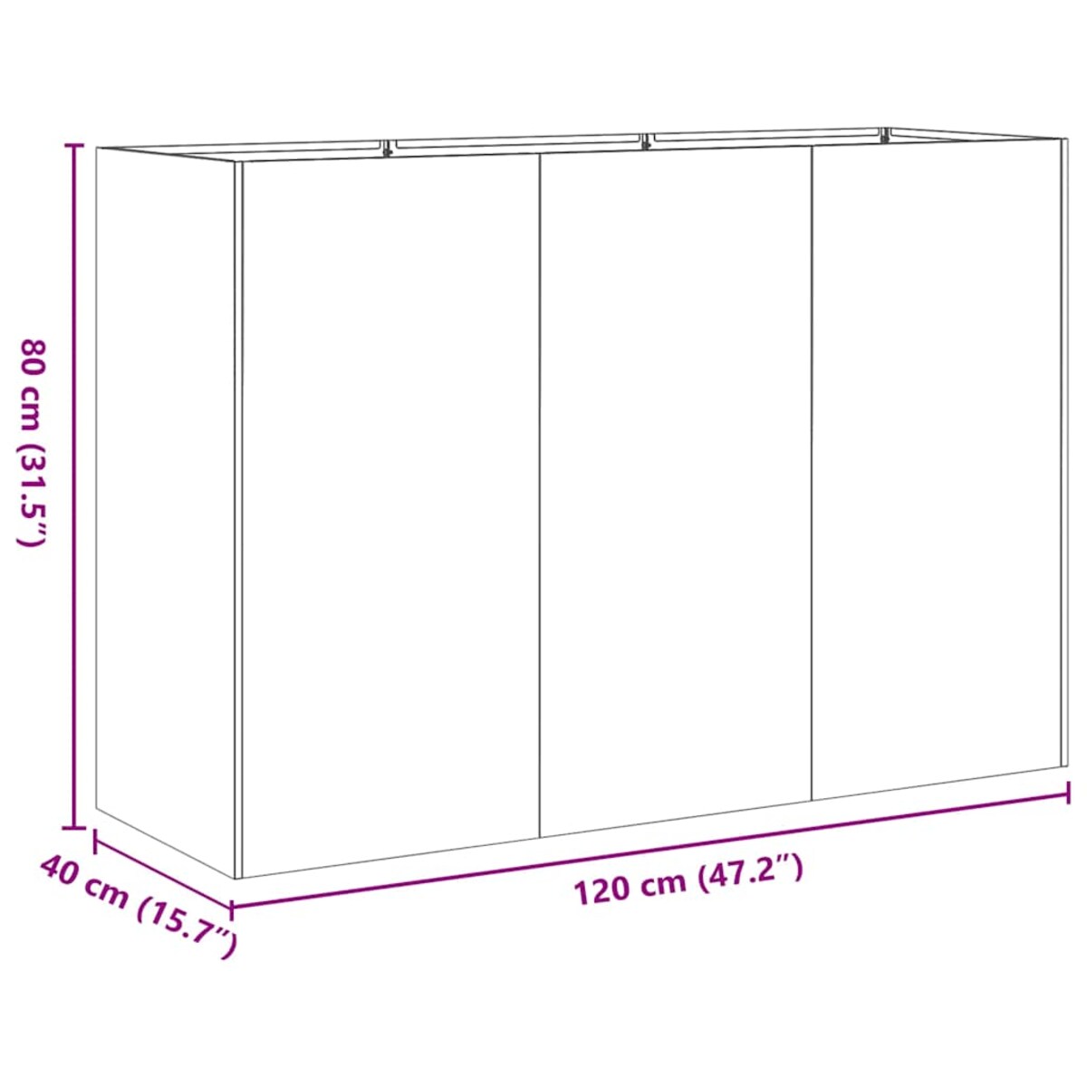vidaXL Doniczka 120x40x80 cm Stal nierdzewna