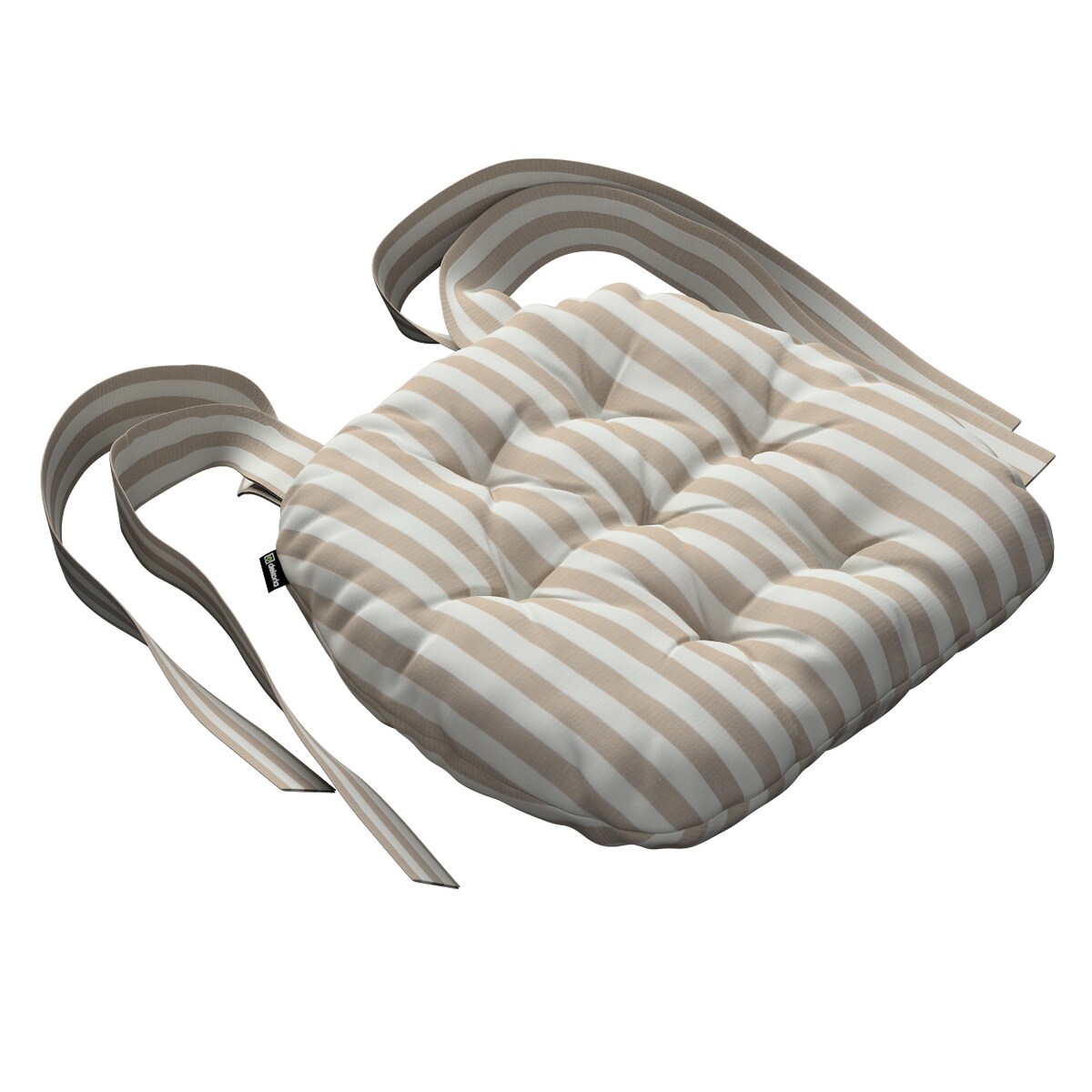 Poduszka na krzesło Marcin, beżowo-białe pasy (1,5cm), 40 x 37 x 8 cm, Christmas