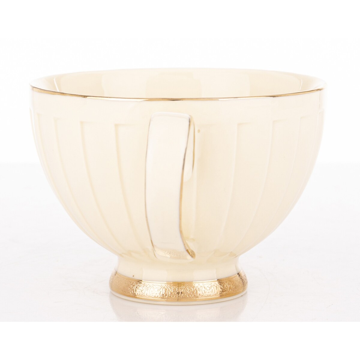 Filiżanka 7x9,5x12,5 cm 220 ml ze spodkiem Ø 16,5 cm TASSE ecru i złoty
