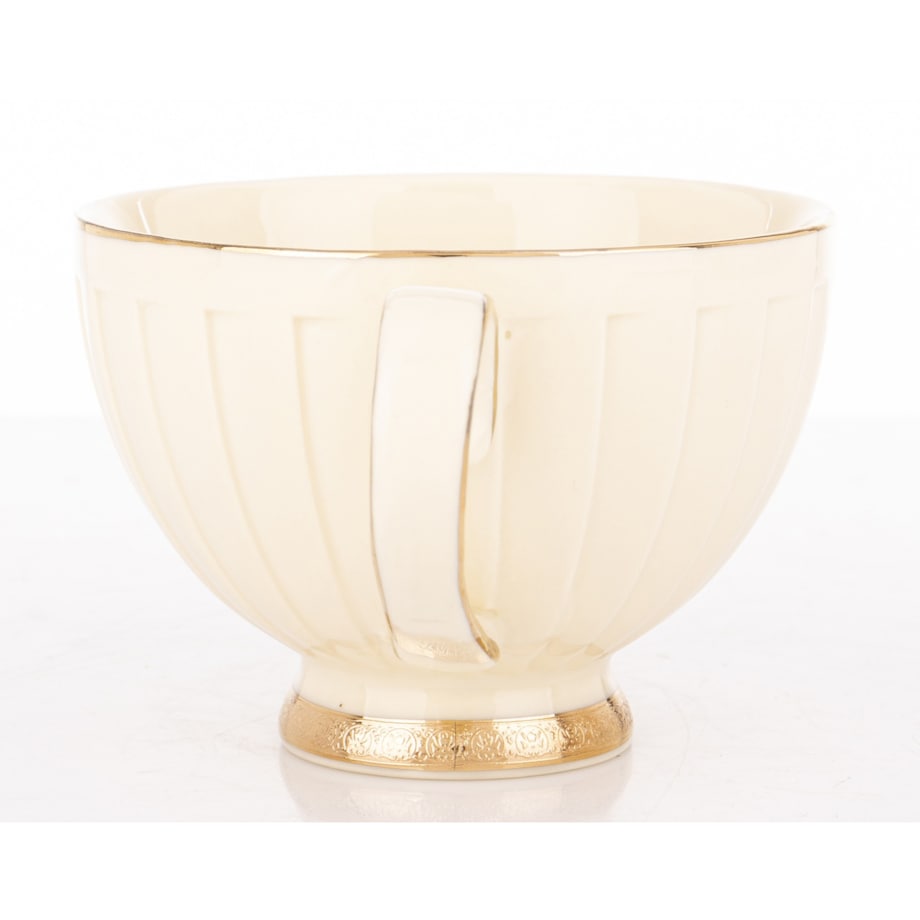 Filiżanka 7x9,5x12,5 cm 220 ml ze spodkiem Ø 16,5 cm TASSE ecru i złoty