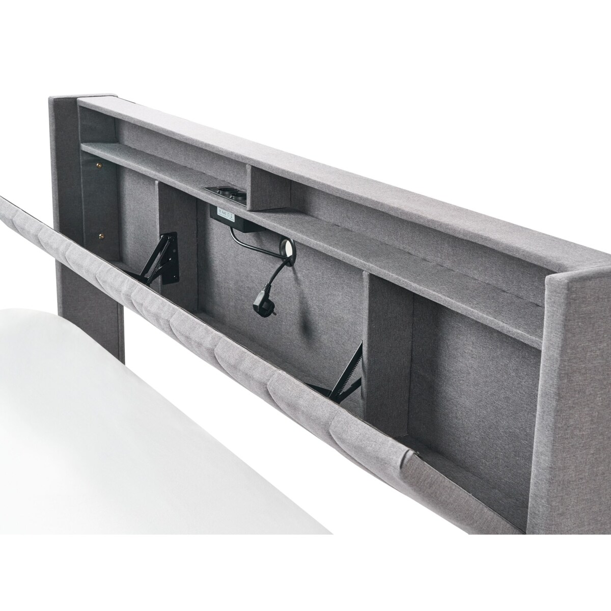 Łóżko LED BEAULIEU 160 x 200 cm Z portem USB ze schowkiem Ciemnoszary