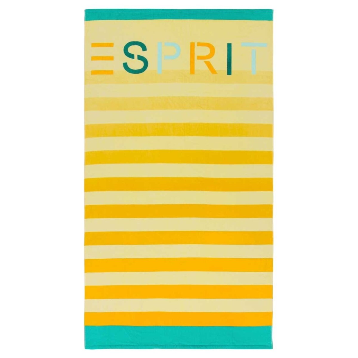 Ekskluzywny ręcznik plażowy w paski w kolorze pomarańczowym i żółtym, duży ręcznik luksusowy, ręcznik z weluru, Esprit, 100 x 180 cm