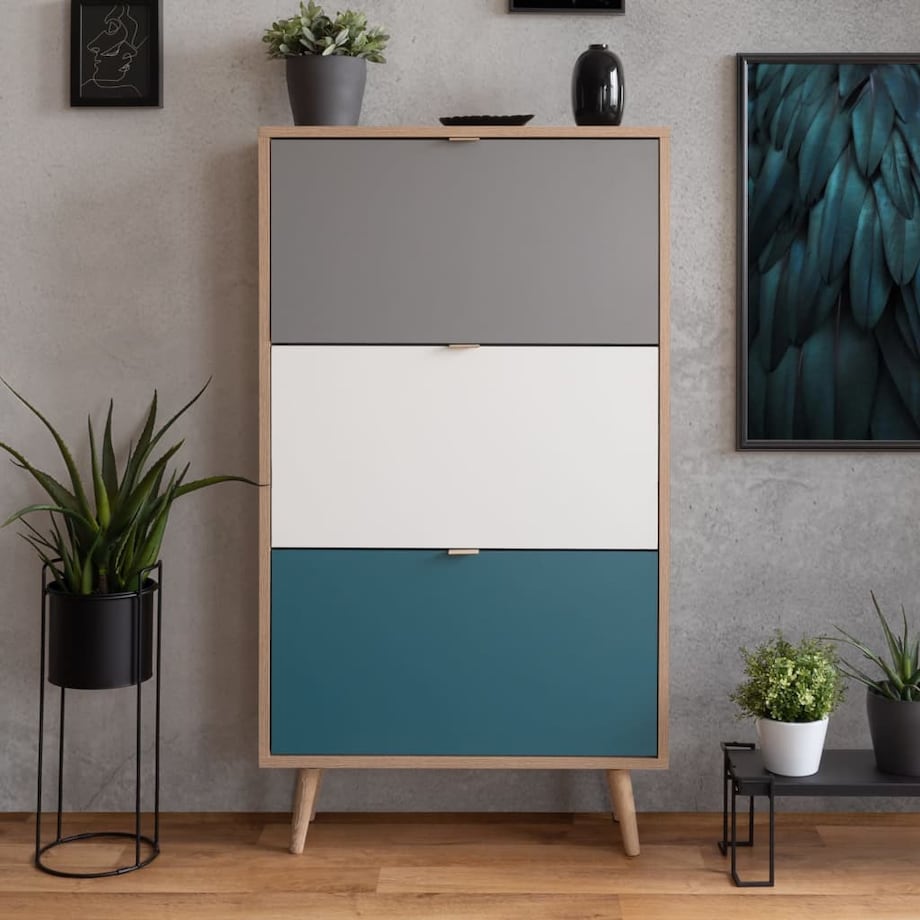 Finori Szafka na buty C-uba 42, dąb sonoma i trzy kolory