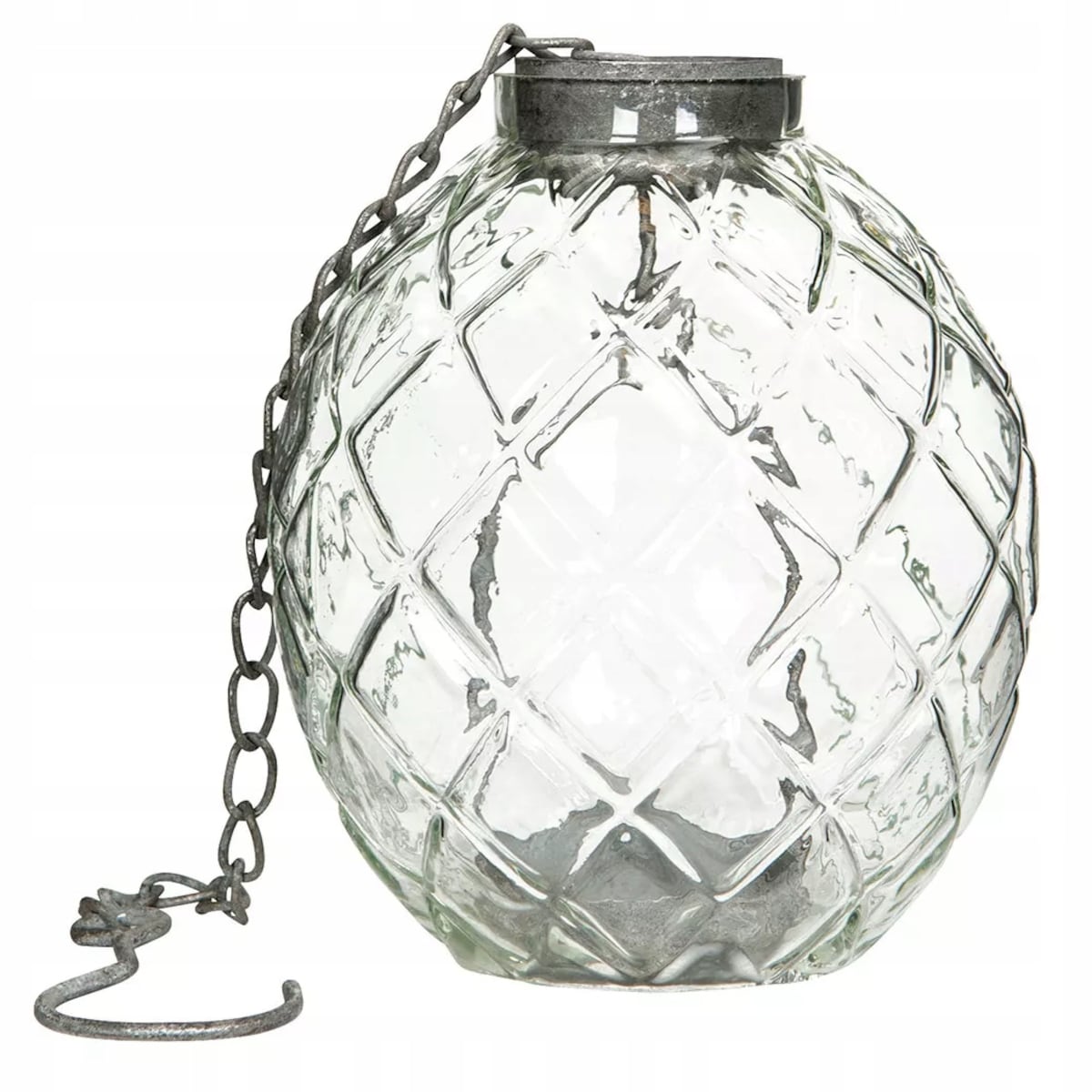 ŚWIECZNIK WISZĄCY SZKLANY SKANDYNAWSKI 18cm do zawieszenia tealight
