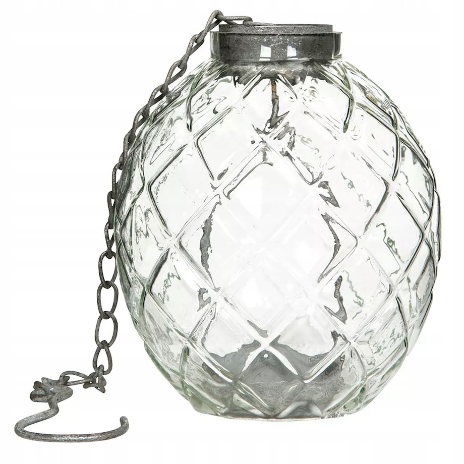 ŚWIECZNIK WISZĄCY SZKLANY SKANDYNAWSKI 18cm do zawieszenia tealight