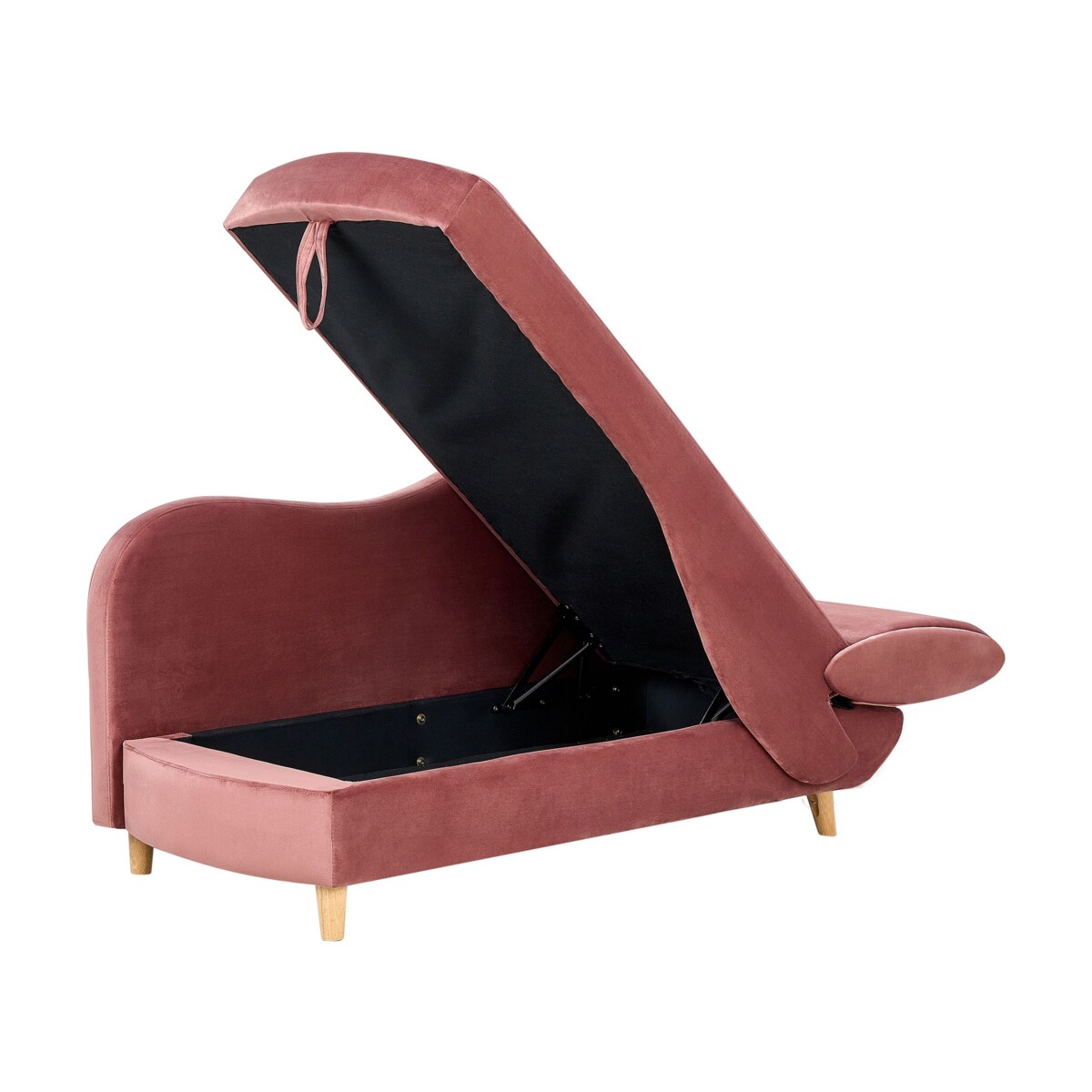 Szezlong welurowy z pojemnikiem prawostronny różowy MERI II