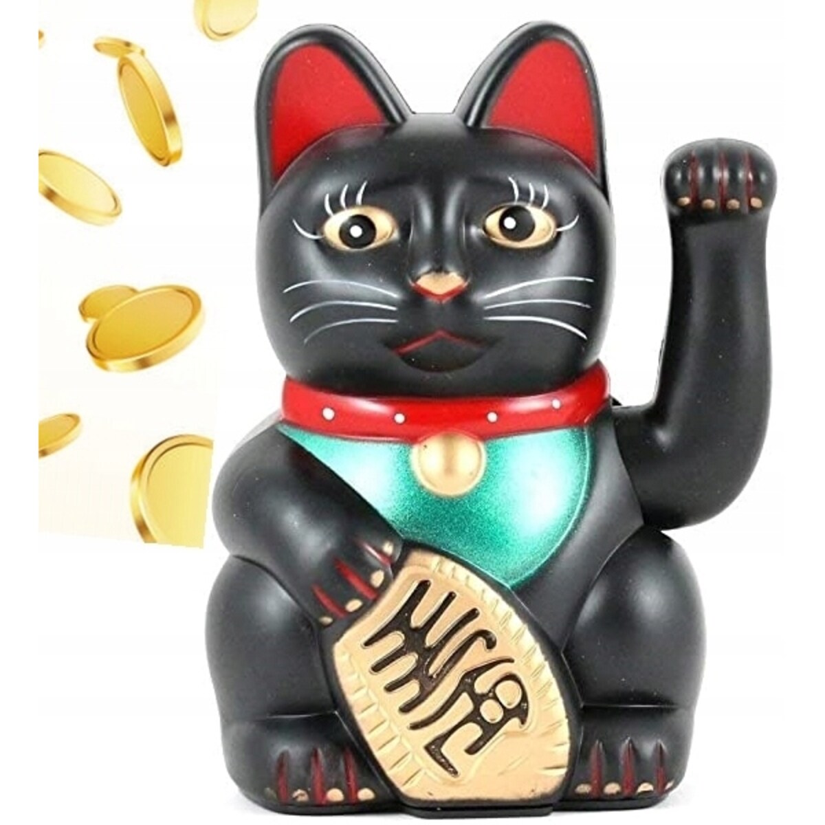 JAPOŃSKI KOT MANEKI-NEKO CHIŃSKI SZCZĘŚCIA FIGURKA KOTA RUCHOMA ŁAPKA 15 CM