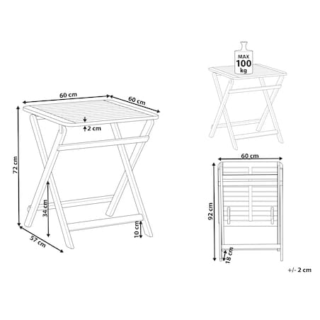 Stolik ogrodowy PARAGGI 60 cm 60 cm Certyfikowane drewno akacjowe Brązowy