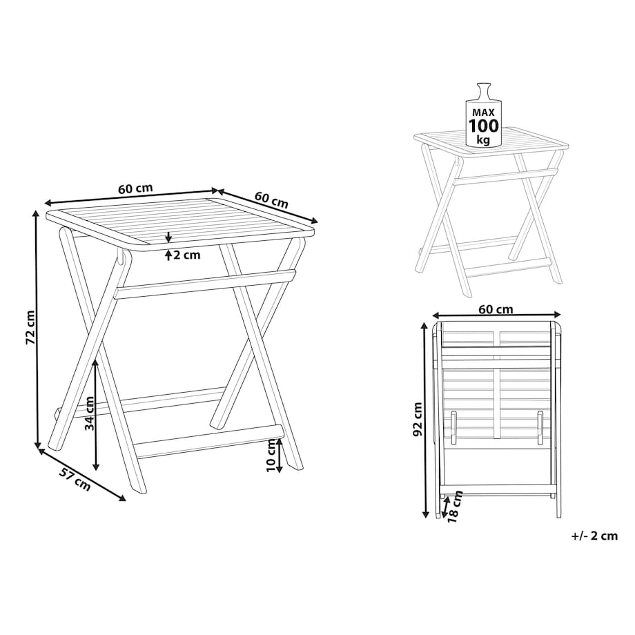 Stolik ogrodowy PARAGGI 60 cm 60 cm Certyfikowane drewno akacjowe Brązowy