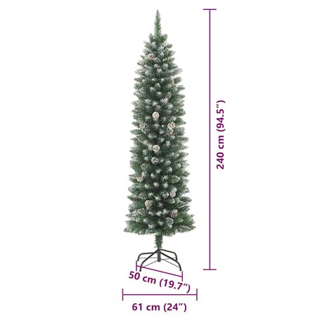 vidaXL Sztuczne smukłe drzewo bożonarodzeniowe Zielony 240 cm
