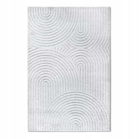 Dywan pluszowy do salonu 200x280cm, kremowy nowoczesny wzór boho 3D