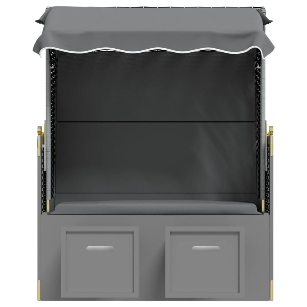 vidaXL Kosz plażowy z zadaszeniem, rattan PE i drewno, antracyt-czerń