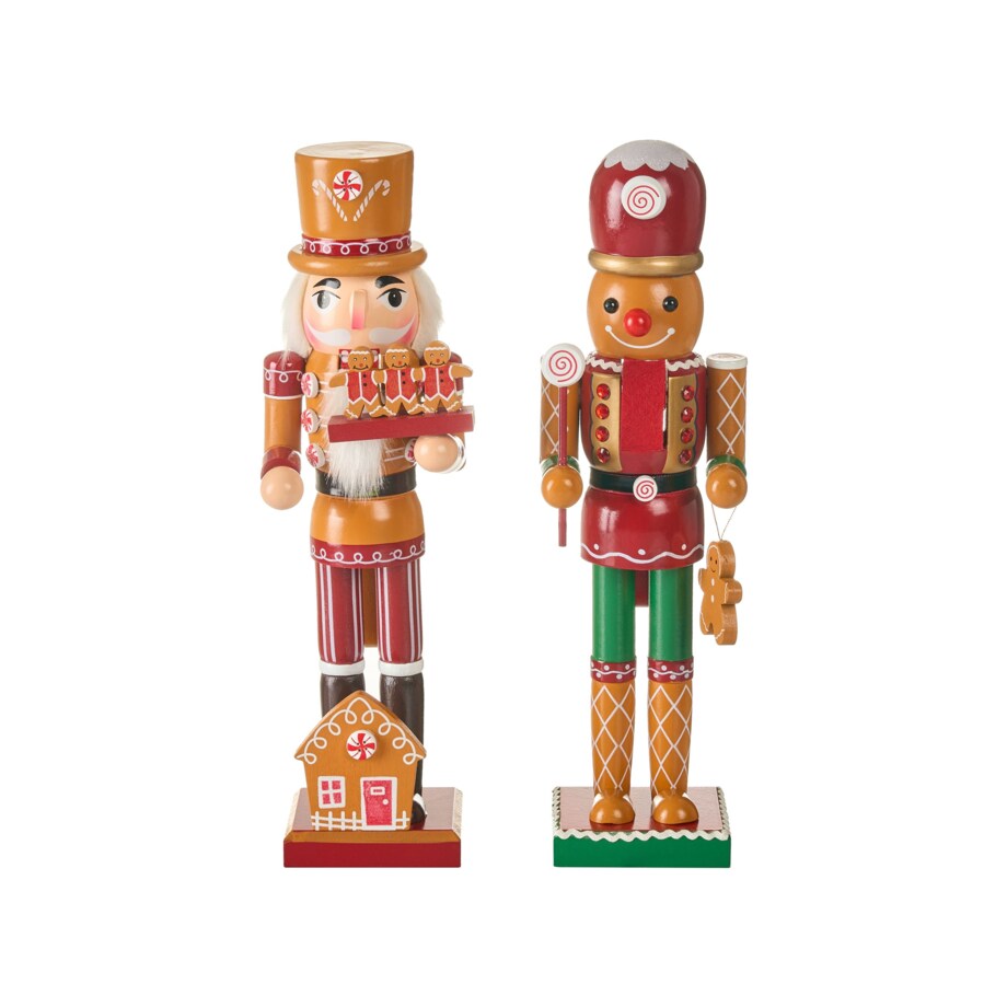 Zestaw 2 figurek dekoracyjnych GRANSJON Dziadek do orzechów 35 cm Pomarańczowy