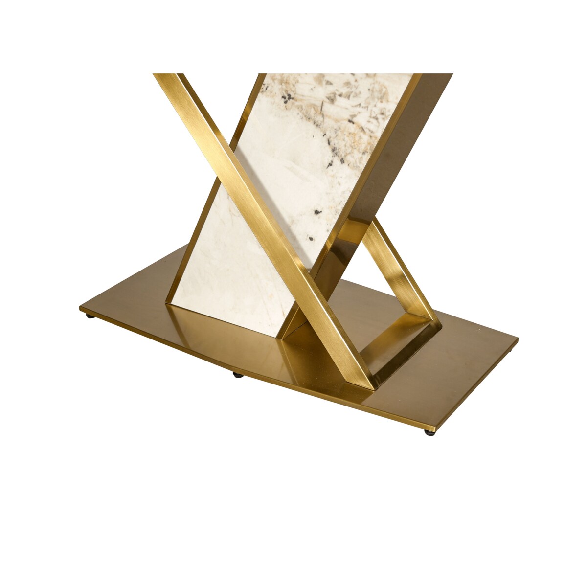 Stół złoty prostokątny Glamour Nowojorski Florencja z kamiennym blatem o wzorze marmuru 180x90x75