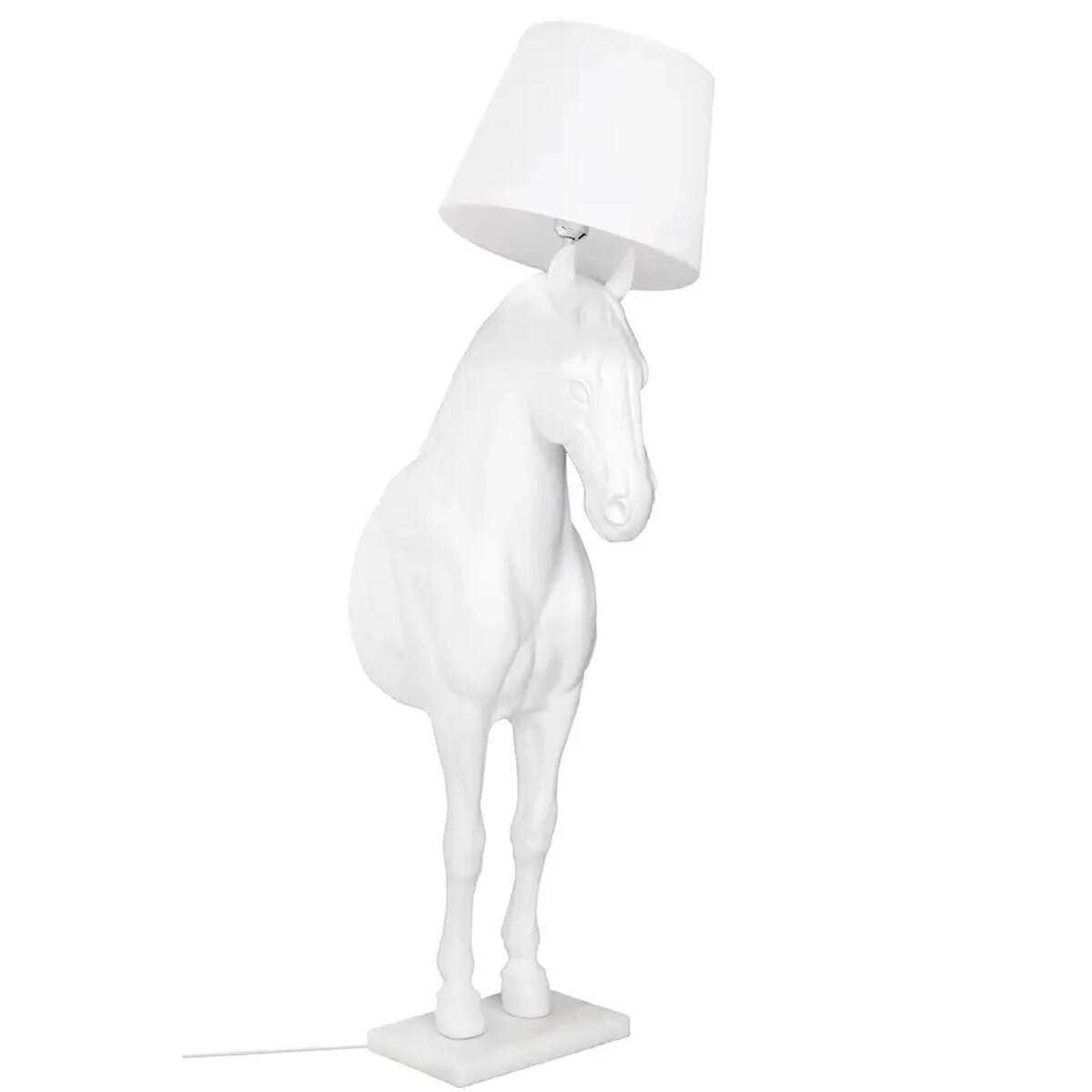 Stojąca lampa pokojowa HORSE M podłogowy koń z abażurem biały