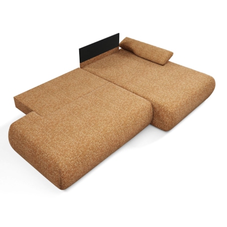 Narożnik rozkładany PENTI z pojemnikiem na pościel, prawy, pomarańczowy