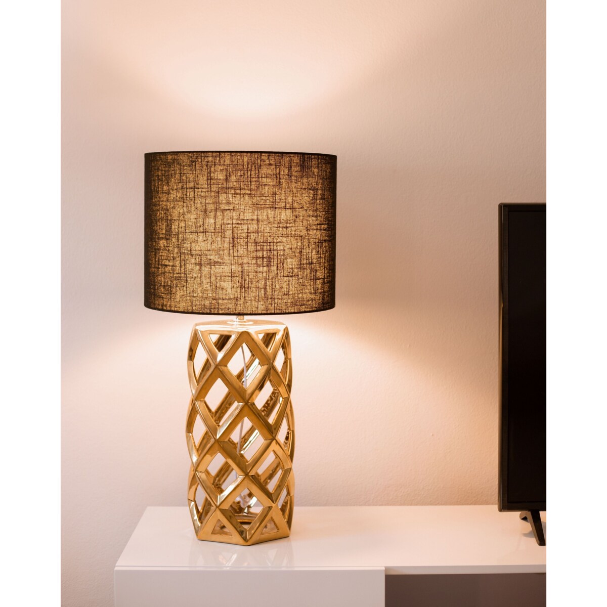Lampa stołowa SELJA Ceramika Złoty