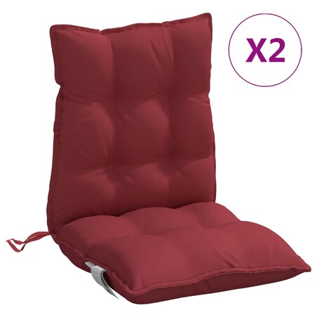 vidaXL Poduszki na krzesła z niskim oparciem, 2 szt., winna czerwień