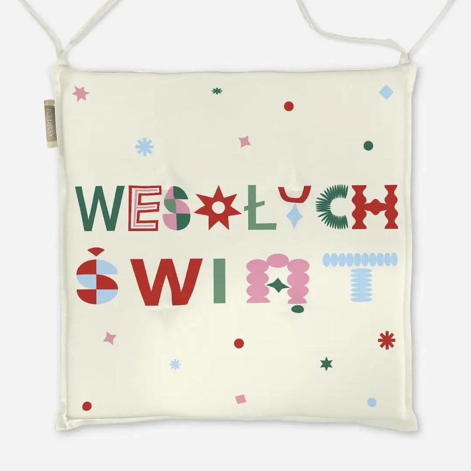 Poduszka świąteczna na krzesło - Wesołych świąt - napis