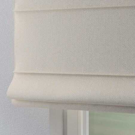 Roleta rzymska Verona, połyskujące geometryczne wzory na tle w kolorze ecru, Imperia Premium