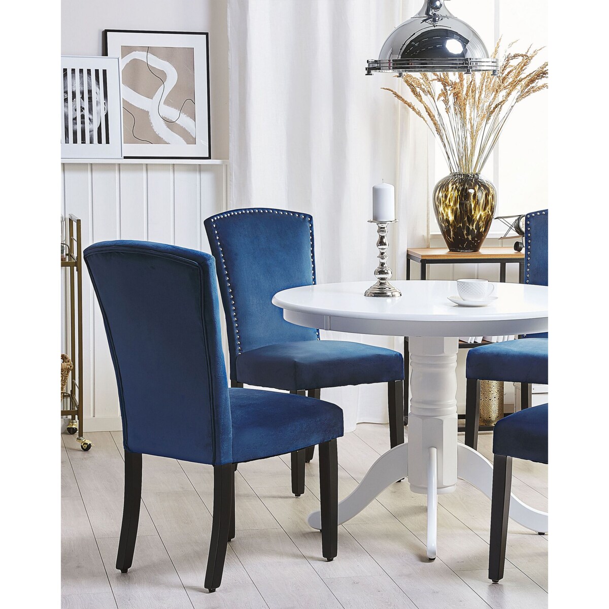 Zestaw 2 krzeseł do jadalni PISECO Welur Ciemnoniebieski
