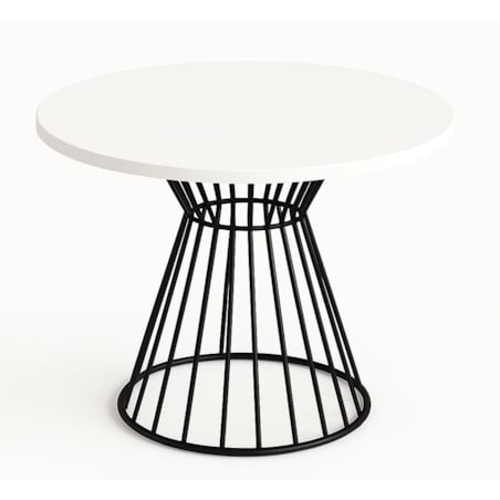 Okrągły stół Reo do salonu z metalową podstawą, blat 90 cm-biały