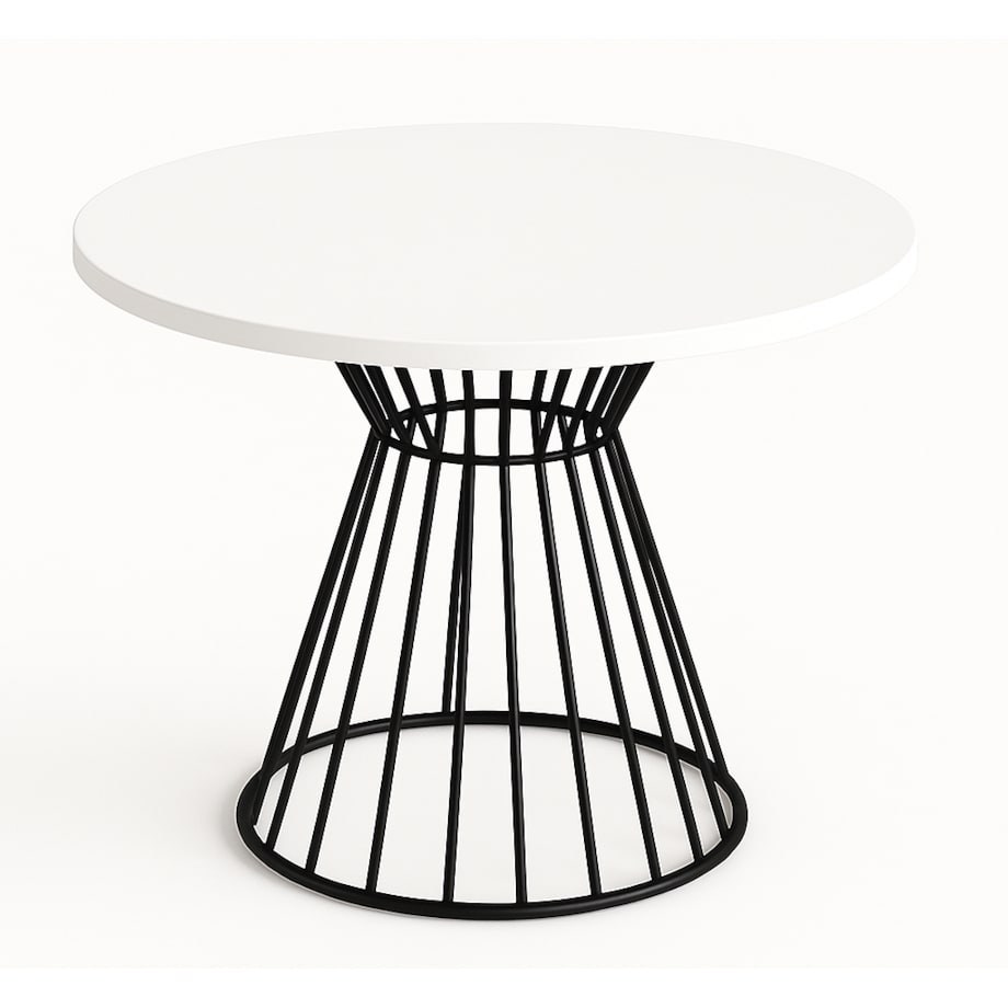 Okrągły stół Reo do salonu z metalową podstawą, blat 90 cm-biały