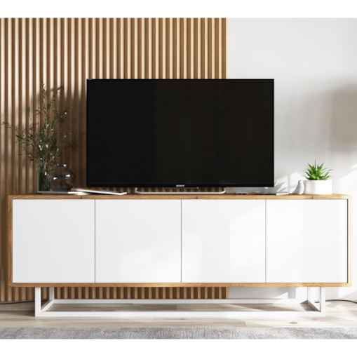 Industrialna Szafka RTV Loft Komoda RTV Dąb Wotan Biały MAT 150 cm