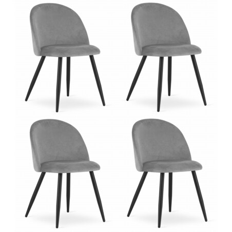Krzesło Do Jadalni Kuchni Salonu Bello - Aksamit Jasnoszare / Nogi Czarne X 4