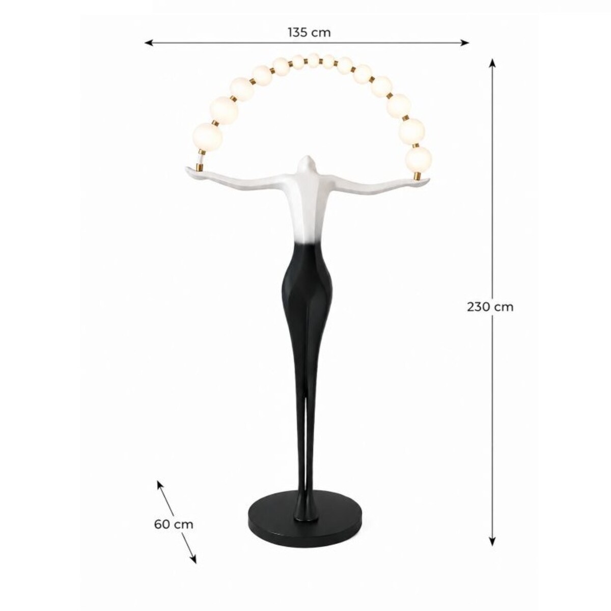 Czarna lampa podłogowa – rzeźba kobiety – designerska lampa do salonu – ELIO