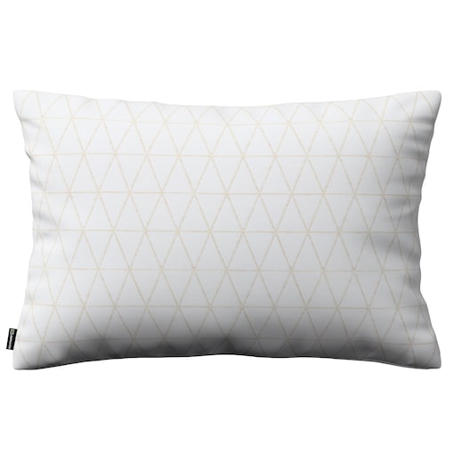 Poszewka Kinga na poduszkę prostokątną 47x28 beżowe trójkąty na kremowo-białym tle