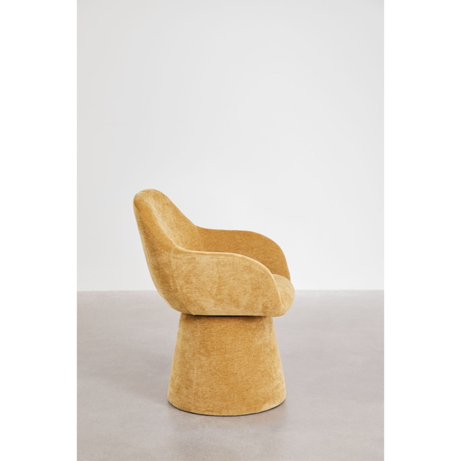 Krzesło do jadalni tapicerowane Erica z podłokietnikami musztardowe