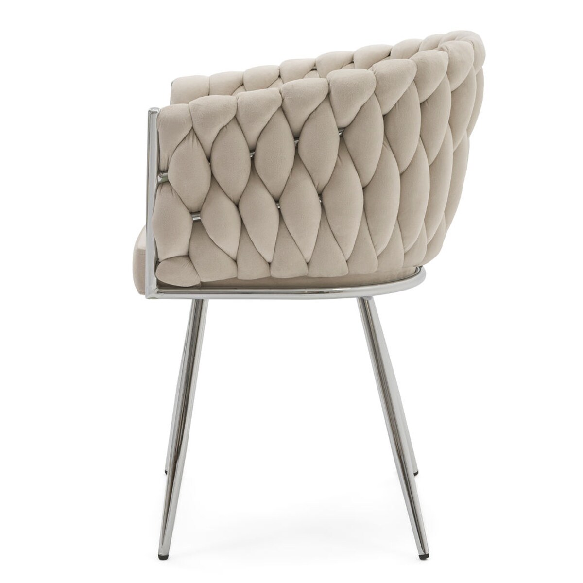 KRZESŁO WELUROWE DO KUCHNI KASZMIROWE SREBRNE NOGI ROSA CHROME PLECIONE