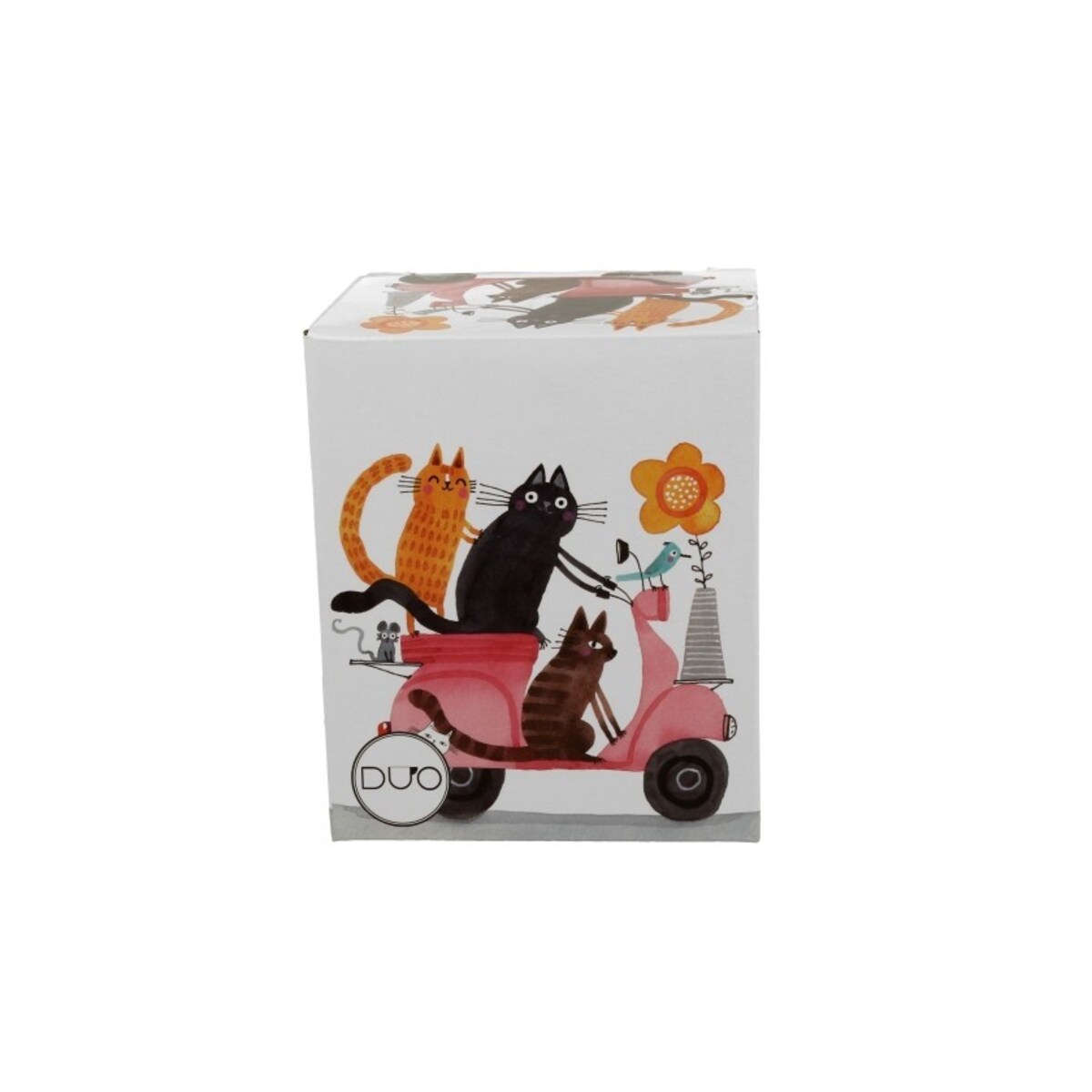 Kubek z zaparzaczem w pudełku 360 ml 12x11x8,3 cm KOTY na skuterze