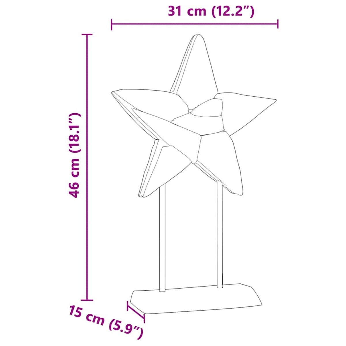 vidaXL Gwiazda Bożonarodzeniowa Brązowy 30 x 5 x 45 cm