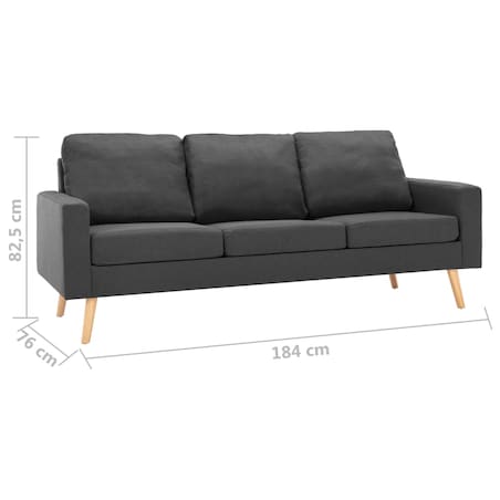 vidaXL 3-osobowa sofa, ciemnoszara, tapicerowana tkaniną