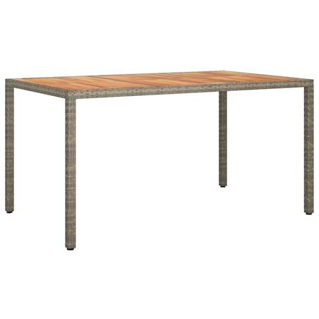 vidaXL Szary stół do jadalni na świeżym powietrzu 150x90x75 cm polirattan