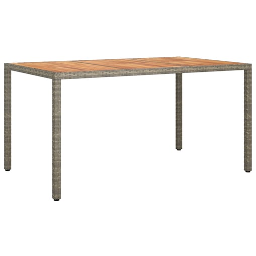 vidaXL Szary stół do jadalni na świeżym powietrzu 150x90x75 cm polirattan