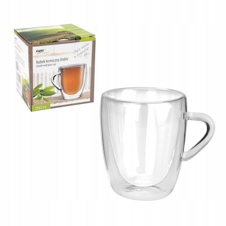 SZKLANKA podwójna ścianka szkło termiczne 280 ml filiżanka kubek na kawę