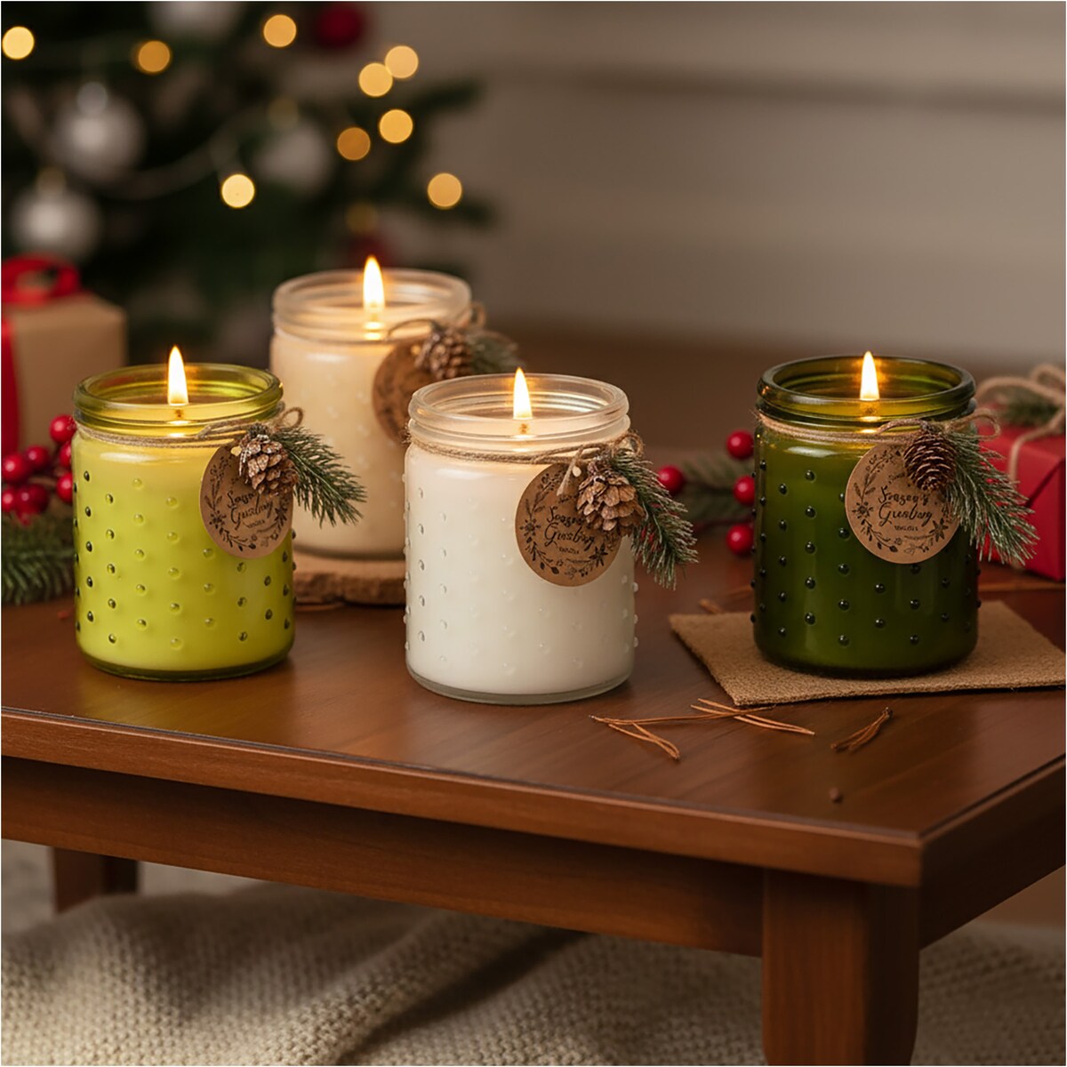 Świeczka Na Boże Narodzenie Dekoracja Ozdoba Świąteczna Limonkowa