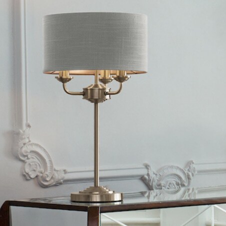 Stołowa lampa z abażurem Sorrento LA3718286-Q Dar Lighting szara nikiel