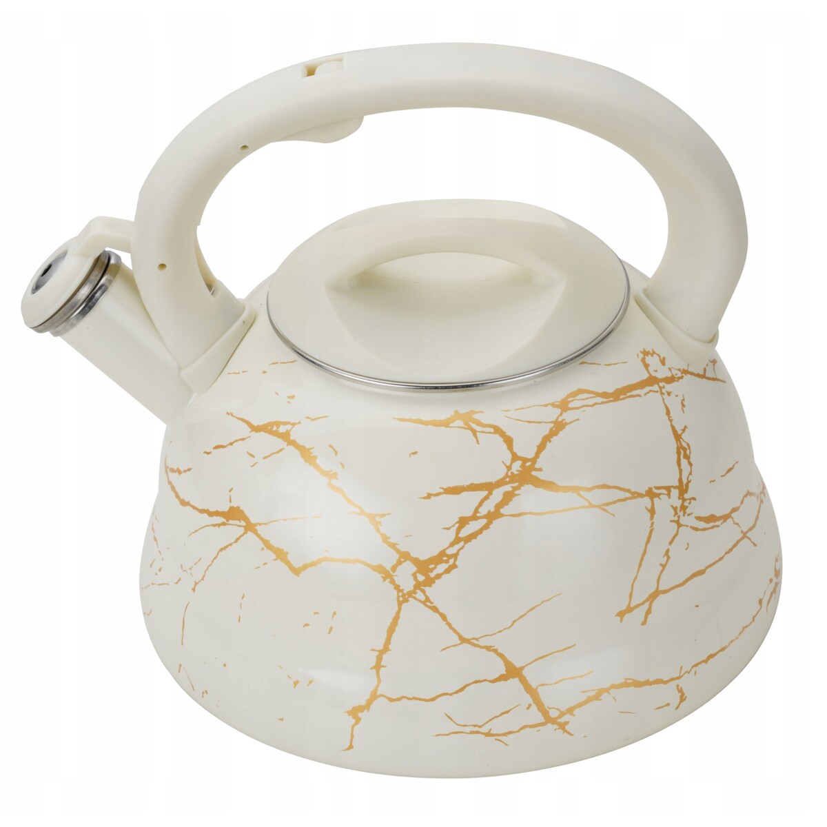 Czajnik Emaliowany Retro 2.2L Z Gwizdkiem Stal Węglowa Biały Indukcja Gaz