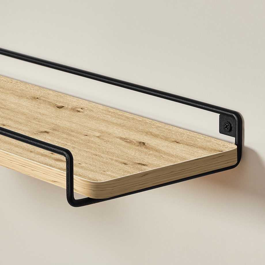 Półki 2 Szt nowoczesny styl, dąb artisan, czarny