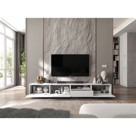 Szafka RTV Loft Stojąca / Wisząca Biały MAT Komoda RTV Szuflada 240 cm