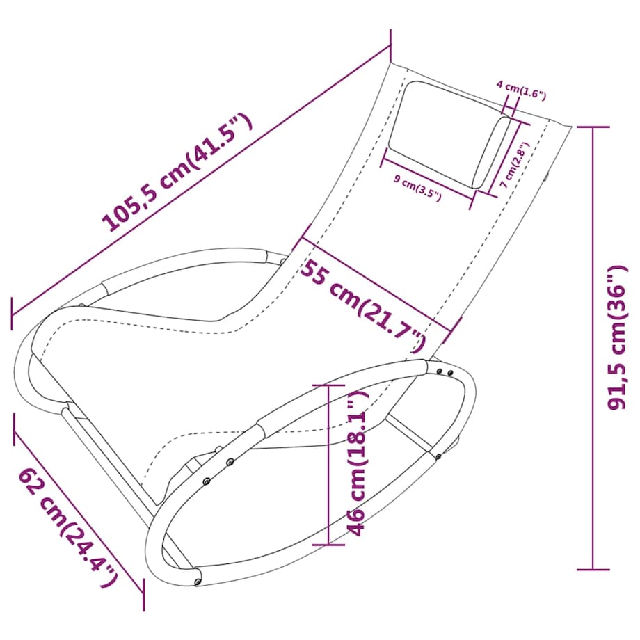 vidaXL Leżak z poduszką, stal i tworzywo textilene, czarny