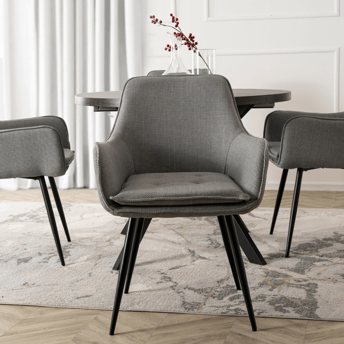 Krzesło Tapicerowane Kubełkowe Do Jadalni Salonu Kuchni Szare EDRICK