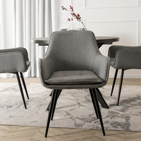 Krzesło Tapicerowane Kubełkowe Do Jadalni Salonu Kuchni Szare EDRICK