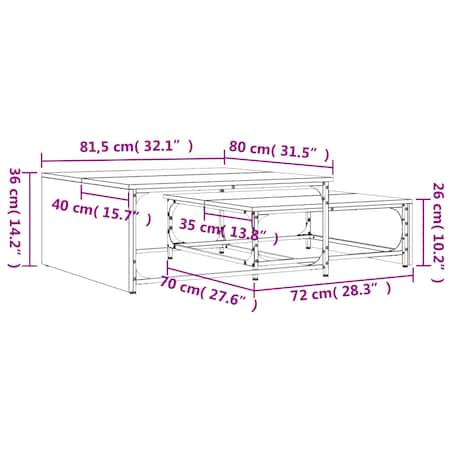 vidaXL Stoliki wsuwane jeden pod drugi, 2 szt., dąb sonoma
