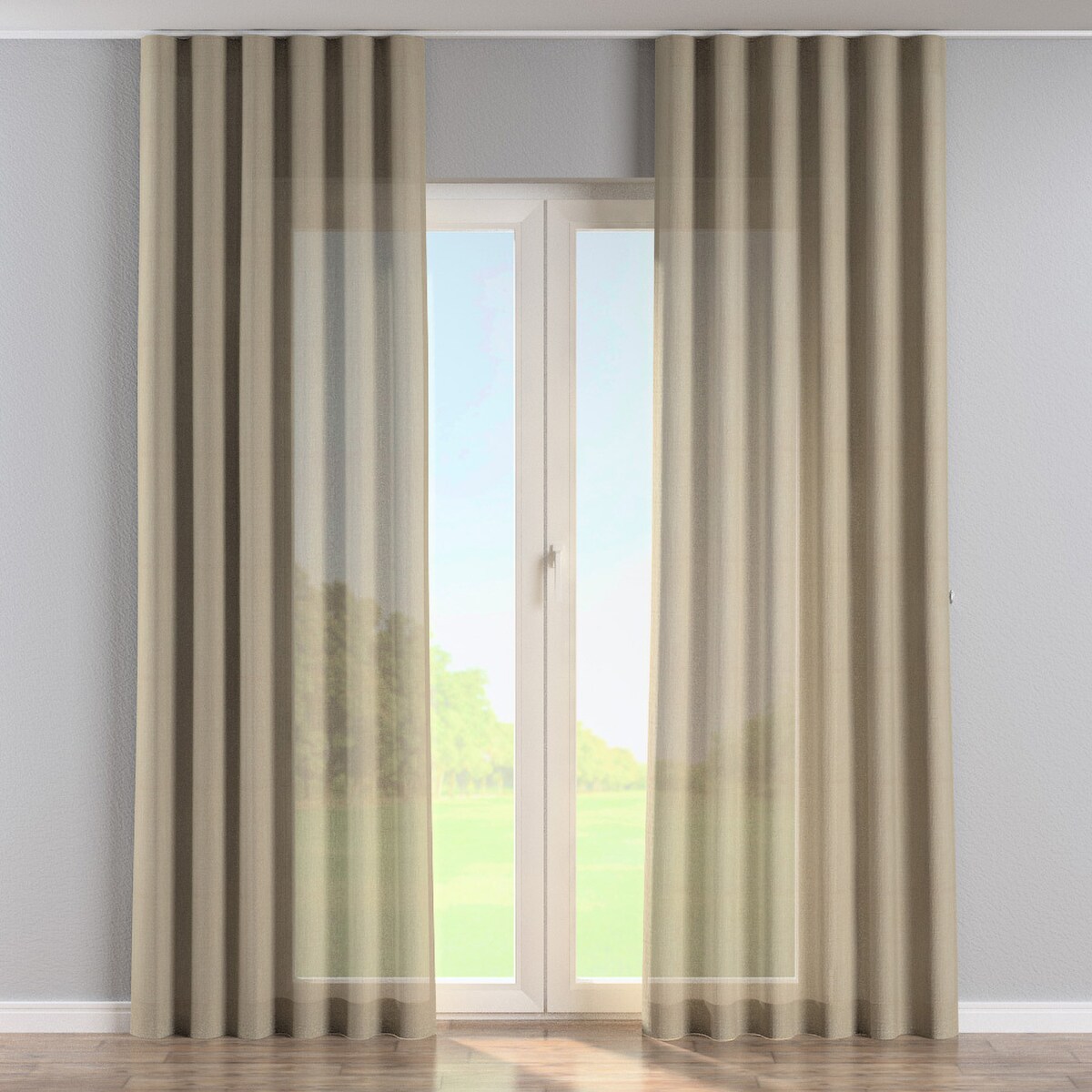 Zasłona na taśmie wave 130x245 ciemny beż